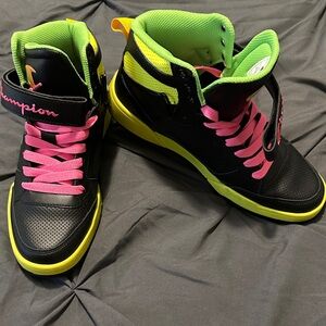 Champion Black Sneakers with Pink and Yellow Highlights